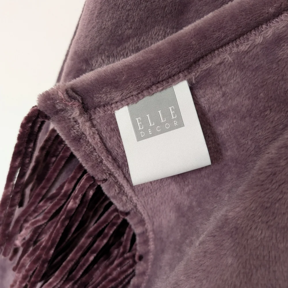 Elle Decor Velvet Plum Throw with‎ Fringe